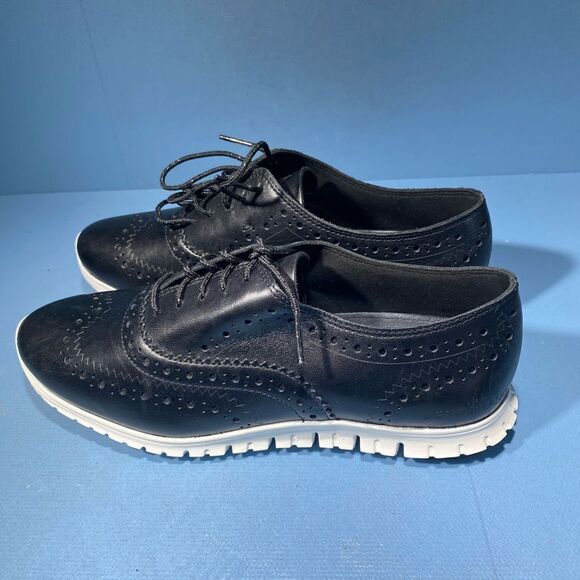 Womens Cole Haan Zerogrand Wingtip Oxford - Black Leather, Size 6 US [W18202] - Picture 4 of 7